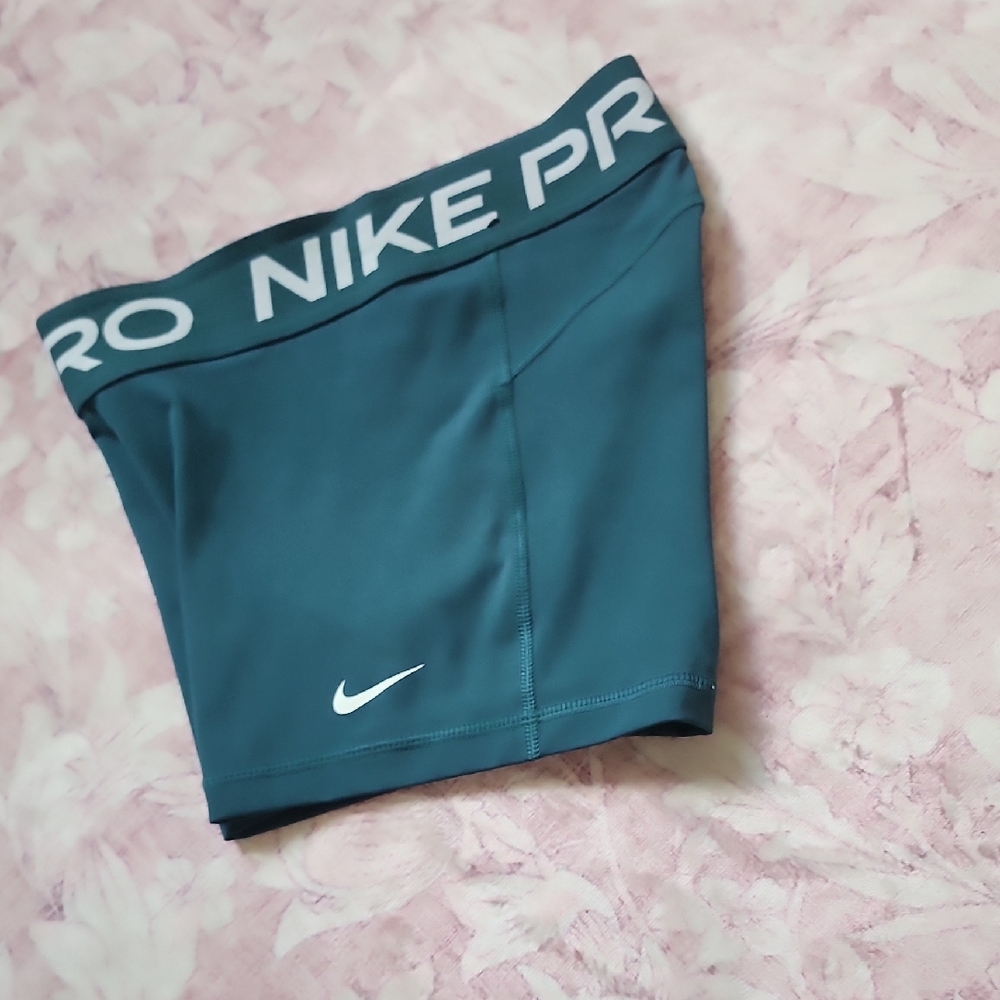 Nike Pro Dark Teal Shorts with White Logo